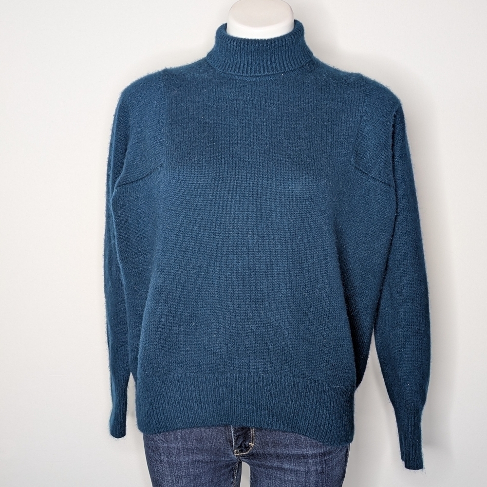 Athleta Blue Mock Neck Turtle Neck Wool Cashmere Sweater XS - Picture 1 of 8